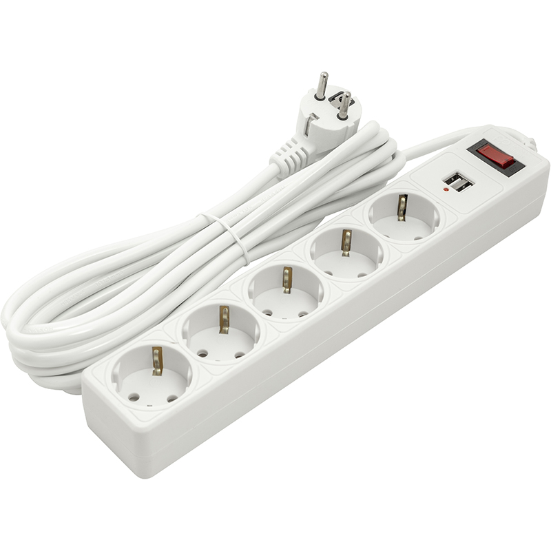 Сетевой фильтр POWERPLANT JY-1056U/5 5 розеток 2xUSB 5м 10А 3х1.5мм2 White (PPSA10M50S5U) Сетевой фильтр POWERPLANT JY-1056U/5 5 розеток 2xUSB 5м 10А 3х1.5мм2 White (PPSA10M50S5U)