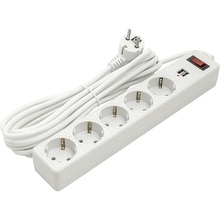 Мережевий фільтр POWERPLANT JY-1056U/5 5 розеток 2xUSB 5м 10А 3х1.5мм2 White (PPSA10M50S5U)