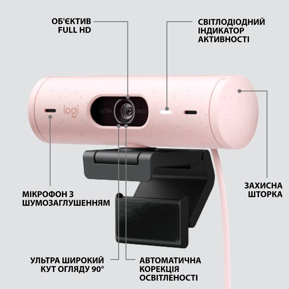 Покупка Web-камера LOGITECH Brio 500 Rose (960-001421)