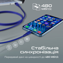 Кабель PROMATE USB - Lightning Blue (powerline-ai120.blue)