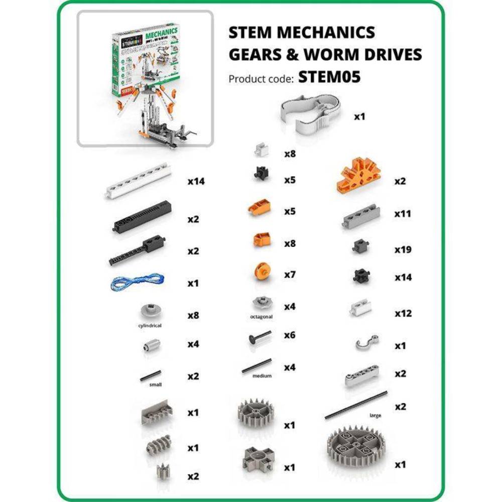 Зображення Конструктор ENGINO Stem Механіка: Шестерні та Приводи (STEM05)