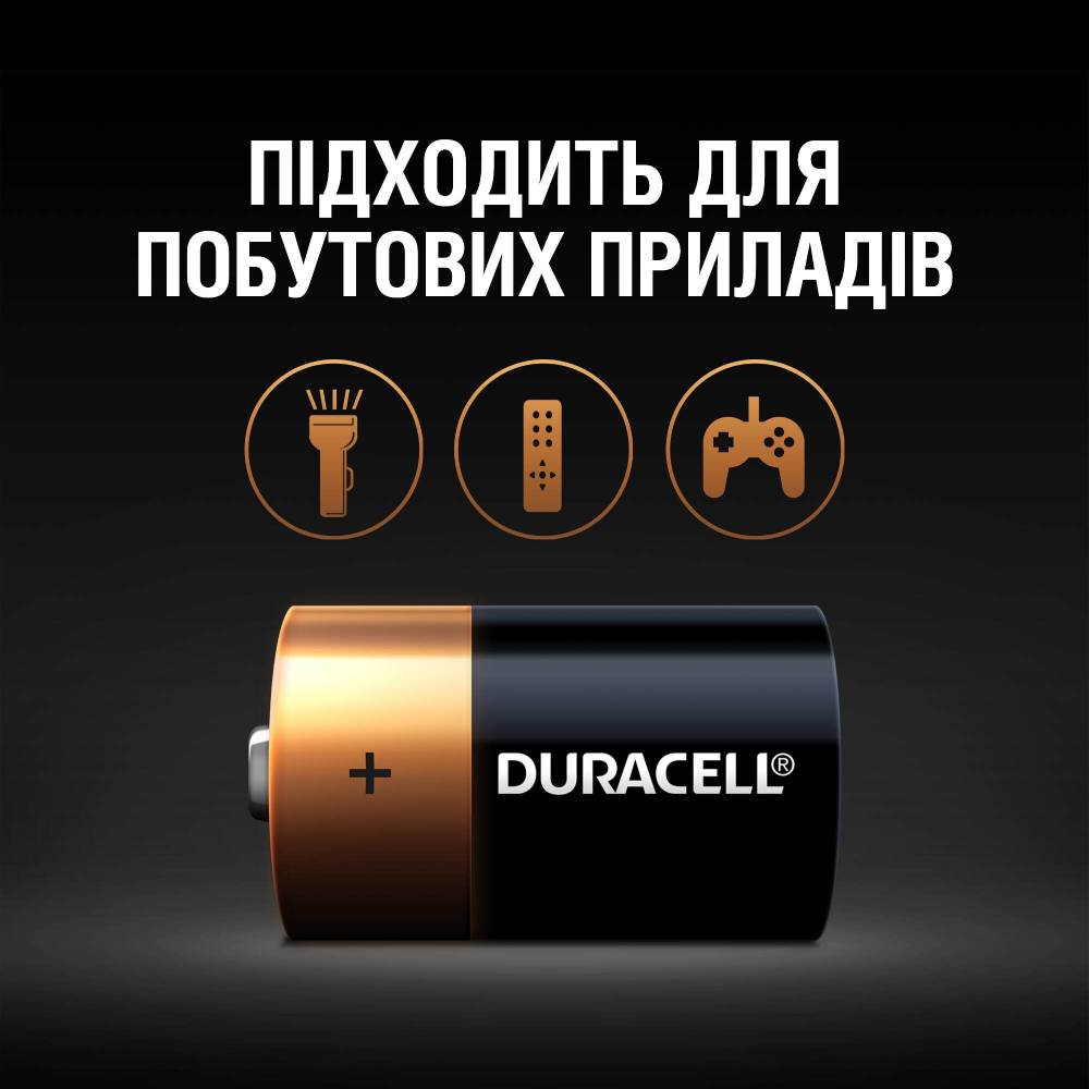 Щелочные батарейки Duracell D 2 шт (81545439) Размер батареи цилиндр D (R20,373)