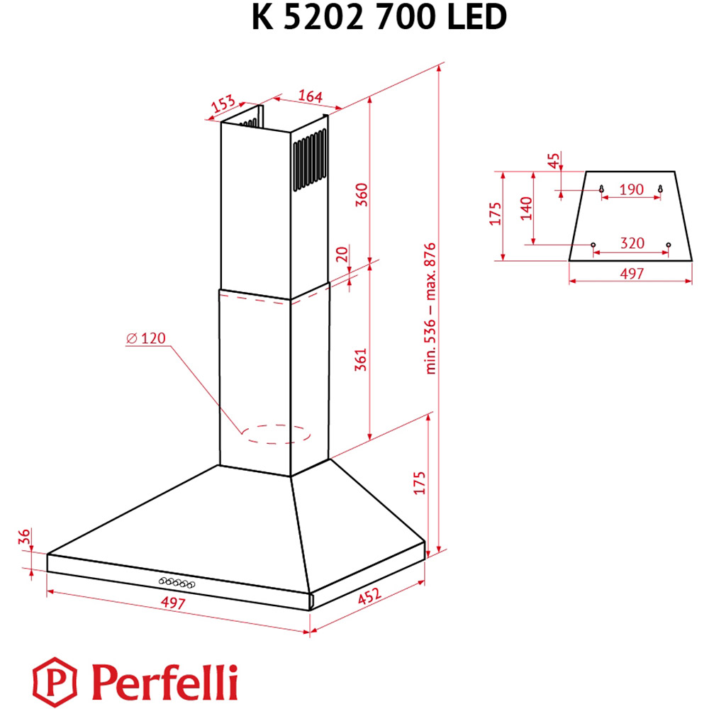 В Україні Витяжка PERFELLI K 5202 WH 700 LED