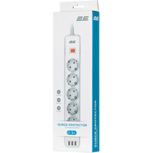Мережевий фільтр 2E 5 розеток 3xUSB-A 2м 16А 3x1.5мм2 White (2E-SP515M2USBWH)