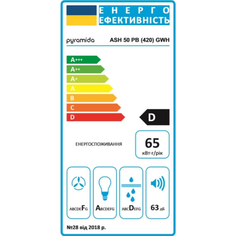 Зображення Витяжка PYRAMIDA ASH 50 PB GWH (4260674993671)