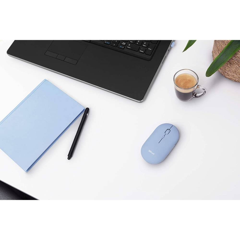 Изображение Мышь TRUST Puck Rechargeable Ultra-Thin BT WL Blue (24126)