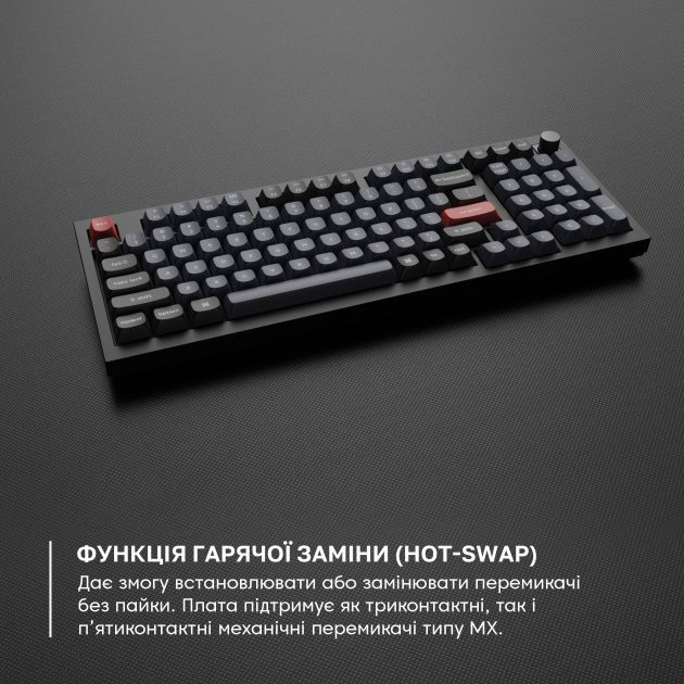 В Украине Клавиатура Keychron Q5 100 Key QMK Gateron G PRO Brown Hot-Swap RGB Knob USB Blue (Q5O3Z_KEYCHRON)