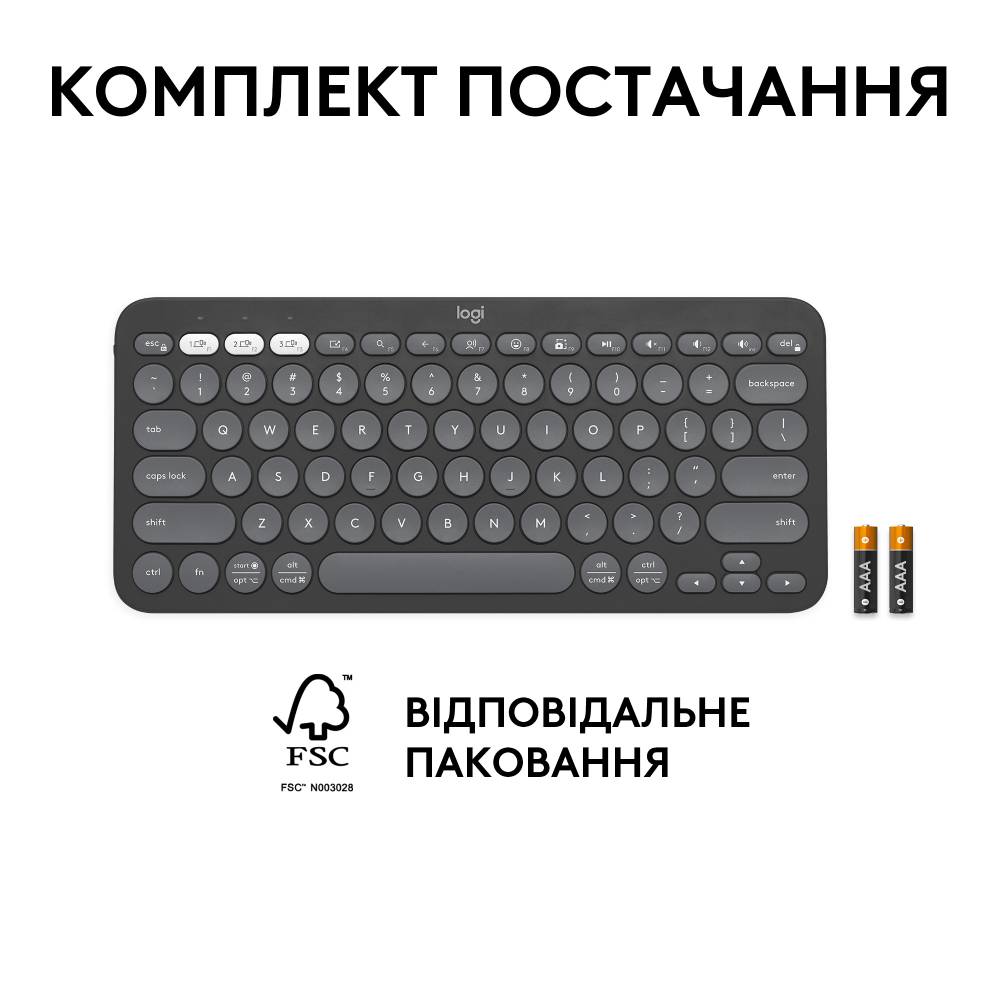 Зображення Клавіатура LOGITECH Pebble Keys 2 K380s Graphite (L920-011851)