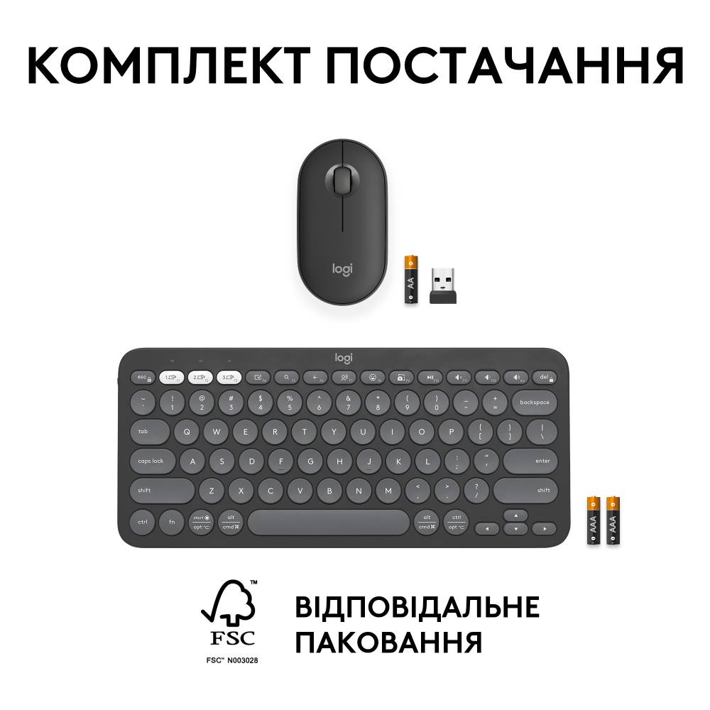 Изображение Комплект LOGITECH Pebble 2 Combo Graphite (L920-012239)