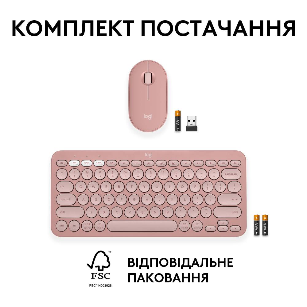 Зображення Комплект LOGITECH Pebble 2 Combo Rose (L920-012241)