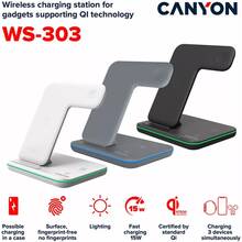 Беспроводное зарядное устройство CANYON WS-303 3 в 1 QI Dark Grey (CNS-WCS303DG)