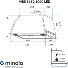 Вытяжка MINOLA HBS 5652 BL 1000 LED