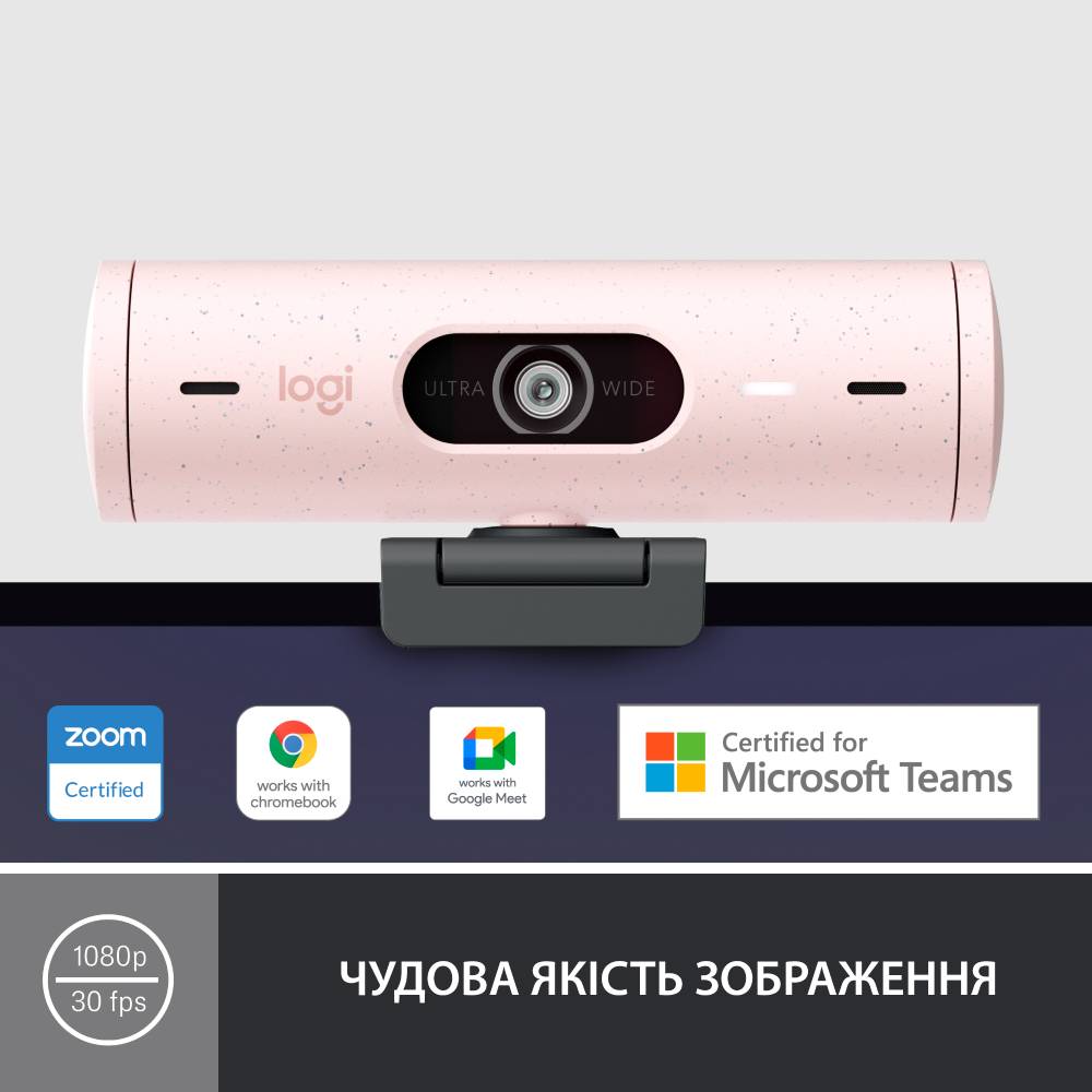 Web-камера LOGITECH Brio 500 Rose (960-001421) Разрешение видеосъемки, пикселей 1920 x 1080