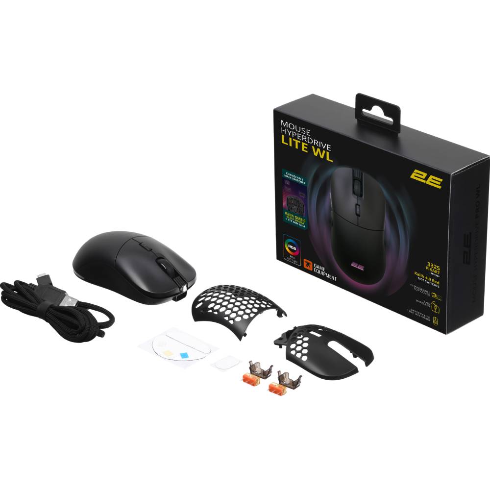 В Украине Мышь 2E GAMING HyperDrive Lite WL RGB Black (2E-MGHDL-WL-BK)