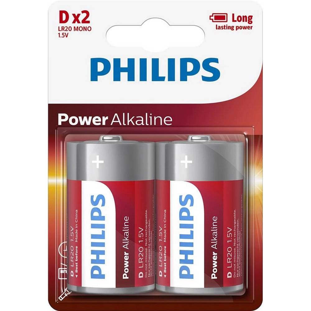 Батарейки PHILIPS Power Alkaline D 2 шт (LR20P2B/10)