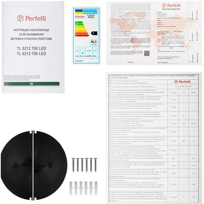 Изображение Вытяжка PERFELLI TL 6212 BL 700 LED (РН019402)