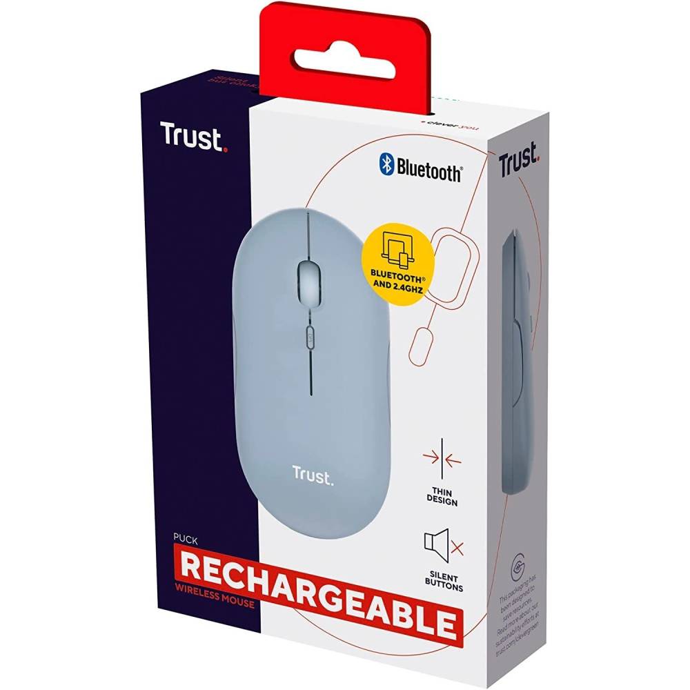 В Україні Миша TRUST Puck Rechargeable Ultra-Thin BT WL Blue (24126)