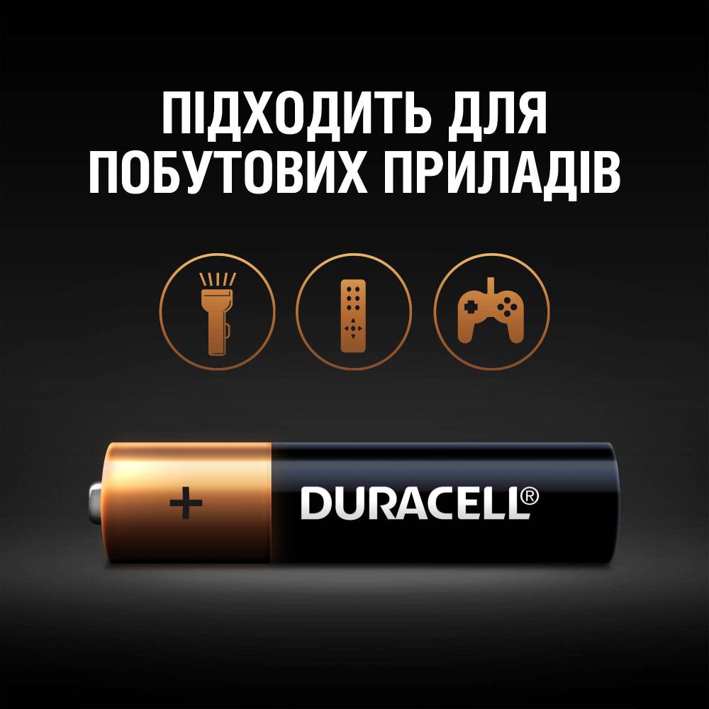 Щелочные батарейки Duracell AAA 2 шт (81545417) Размер батареи цилиндр AAA (R03,286)