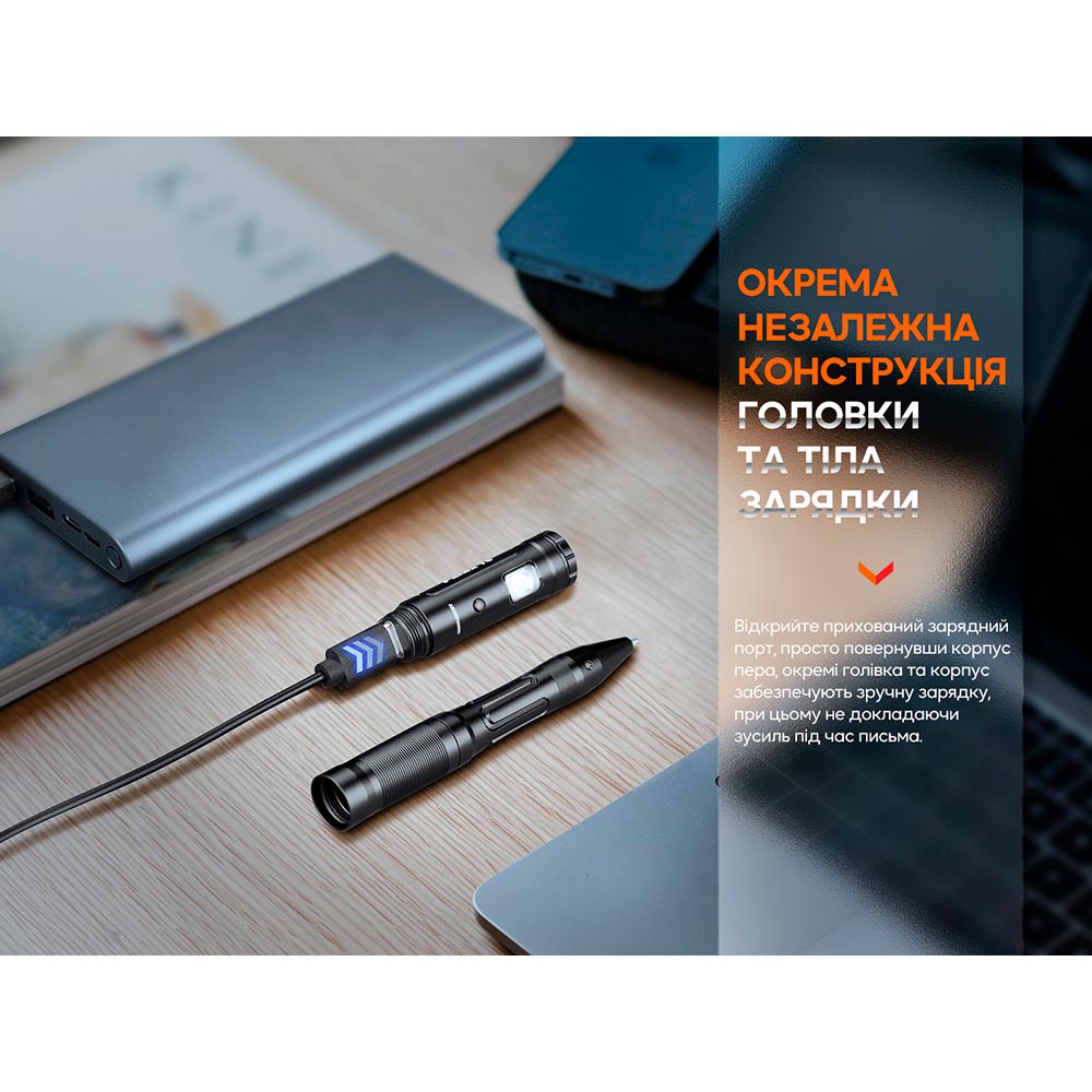 В Фокстрот Тактическая ручка с фонариком FENIX T6 Black (T6-Black)