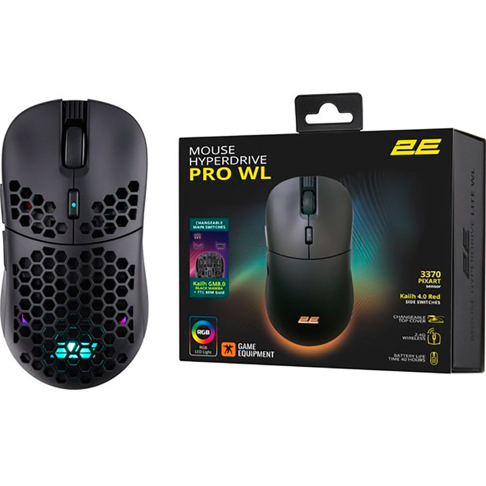 В интернет магазине Мышь 2E GAMING HyperDrive Pro WL RGB Black (2E-MGHDPR-WL-BK)