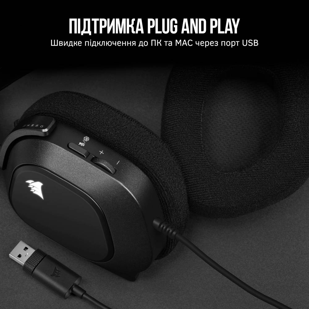 Покупка Гарнитура Corsair HS80 RGB Headset Carbon (CA-9011237-EU)