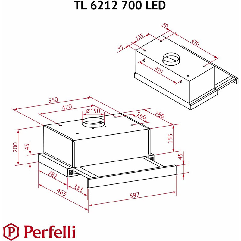 В интернет магазине Вытяжка PERFELLI TL 6212 BL 700 LED (РН019402)
