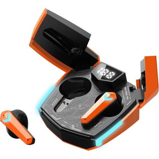 Гарнитура CANYON Doublebee GTWS-2 Gaming Orange (CND-GTWS2O) Дополнительно Bluetooth 5.3, дисплей, уровня заряда до 37.5 часов работы с кейсом, сенсорное управление