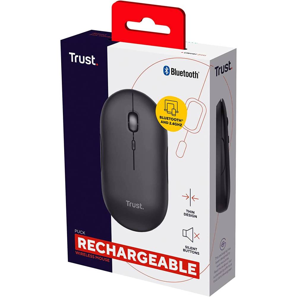 В интернет магазине Мышь TRUST Puck Rechargeable Ultra-Thin BT WL Black (24059)