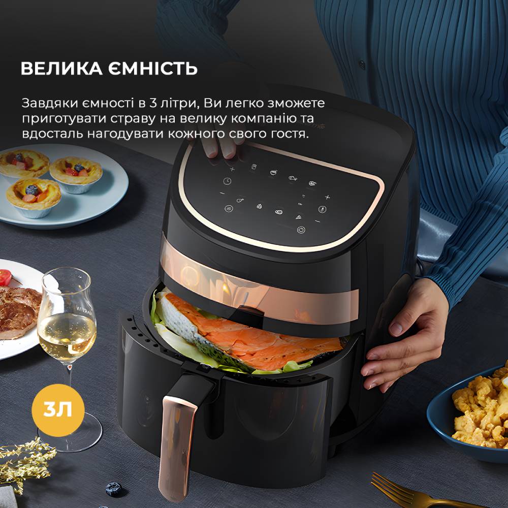 В інтернет магазині Аерофритюрниця DEERMA Air Fryer KZ100 (DEM-KZ100)