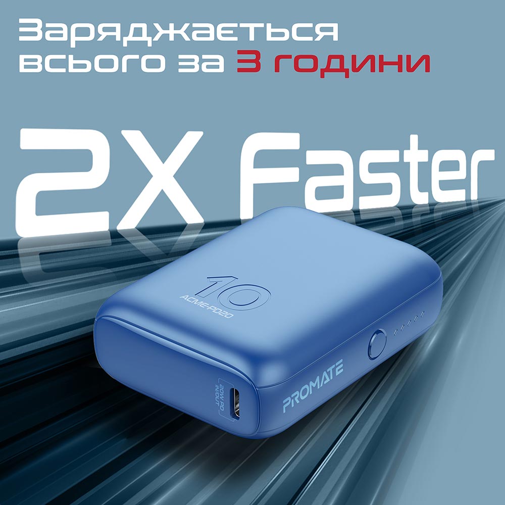 Powerbank PROMATE Acme-PD20 10000mAh Blue (acme-pd20.blue) Ємність 10000