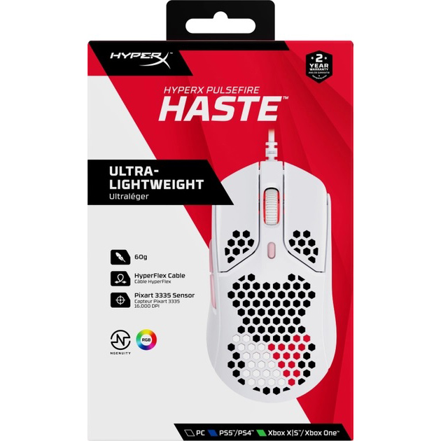 Фото Миша HYPERX Pulsefire Haste USB White Pink (4P5E4AA)