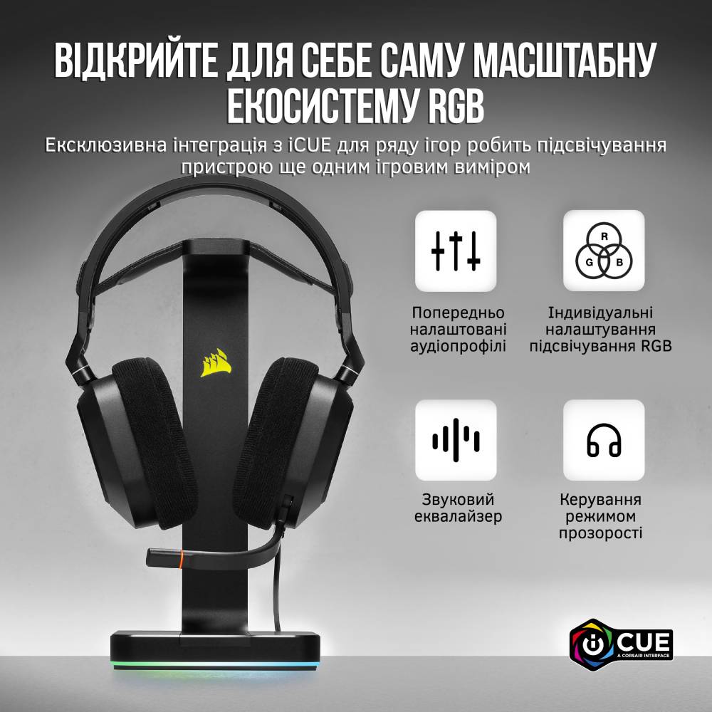 Изображение Гарнитура Corsair HS80 RGB Headset Carbon (CA-9011237-EU)