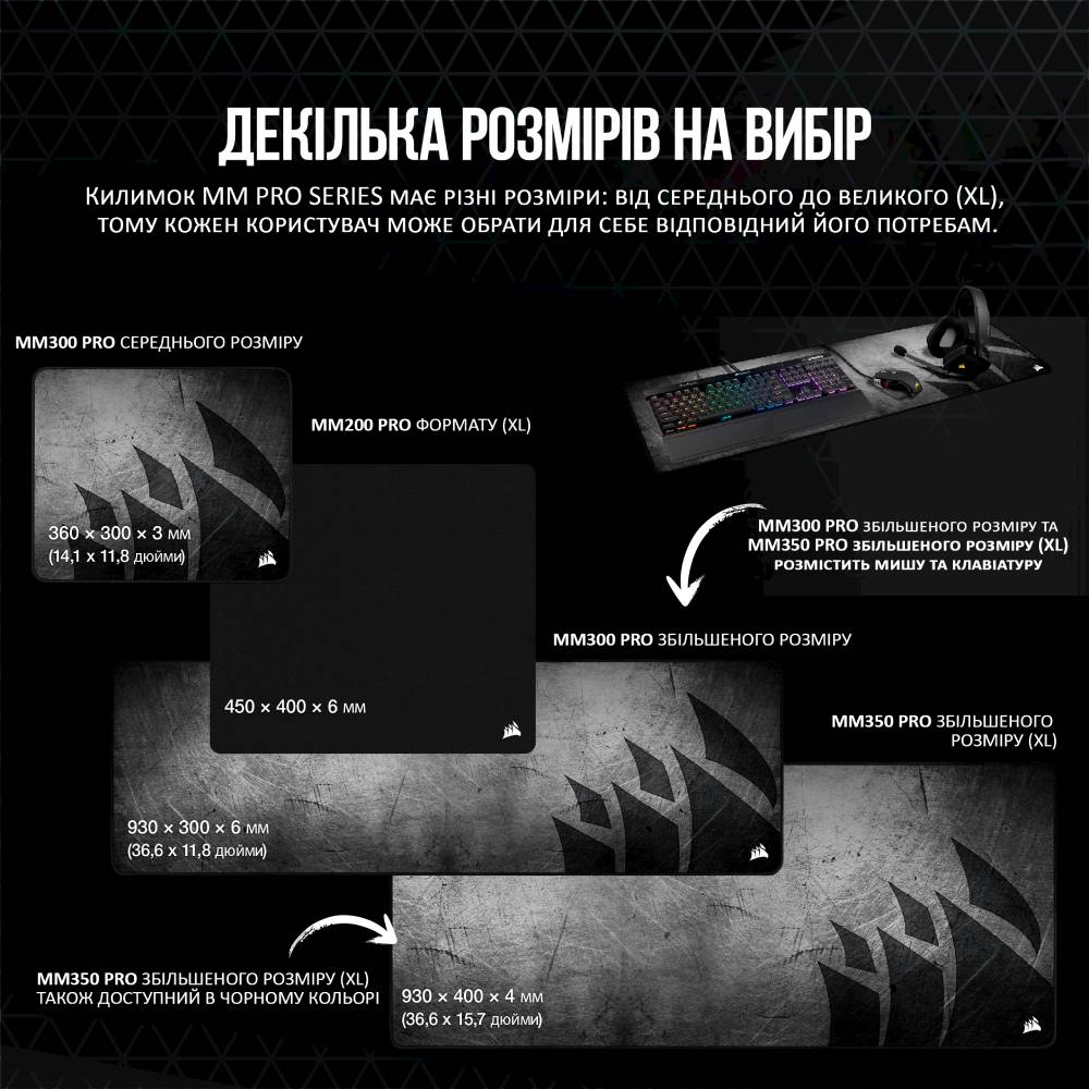 Покупка Коврик Corsair MM200 Premium Spill-Proof Cloth Black (CH-9412660-WW)