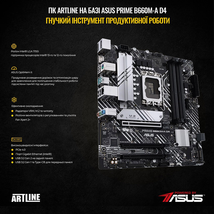 Комп'ютер ARTLINE Gaming X75WHITE (X75WHITEv54Win) Чіпсет B660M-A