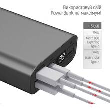 Powerbank COLORWAY 20000 mAh Full Gray (CW-PB200LPH3GR-PDD)