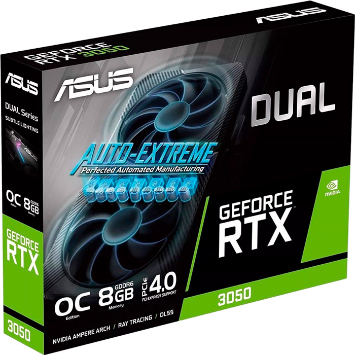 В Фокстрот Видеокарта ASUS GeForce RTX 3050 8Gb 128Bit 1852/14000MHz DUAL OC V2 (90YV0GH6-M0NA00)