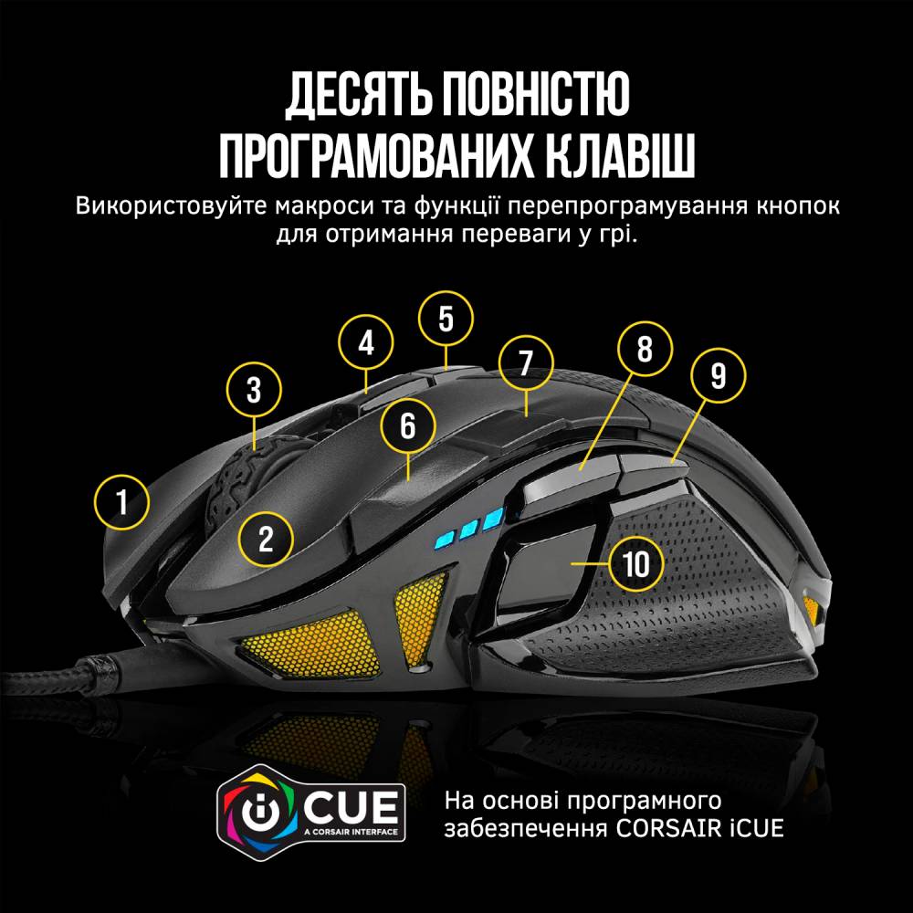Фото 19 Мышь CORSAIR Nightsword RGB Tunable FPS/MOBA USB Black (CH-9306011-EU)