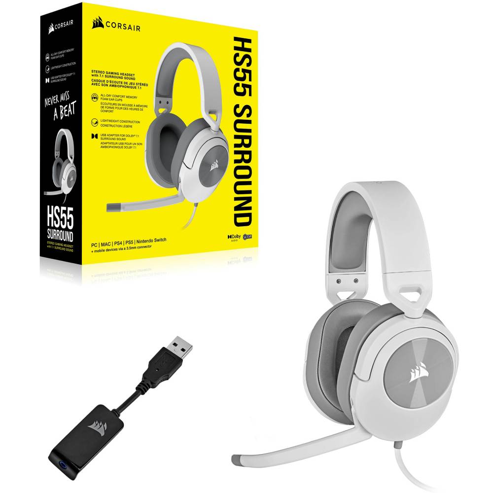 Внешний вид Гарнитура Corsair HS55 Surround Headset White (CA-9011266-EU)