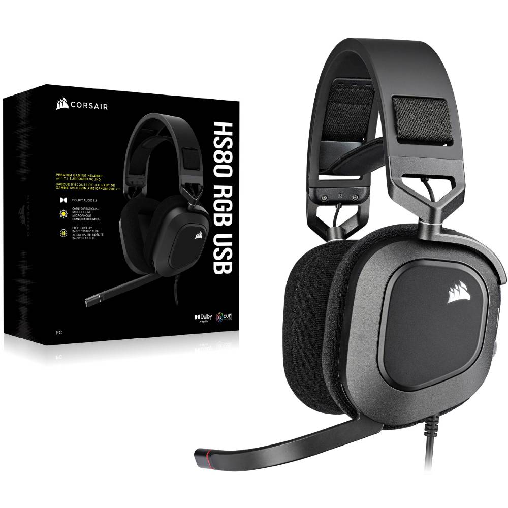 Гарнитура Corsair HS80 RGB Headset Carbon (CA-9011237-EU) Особенности подсветка