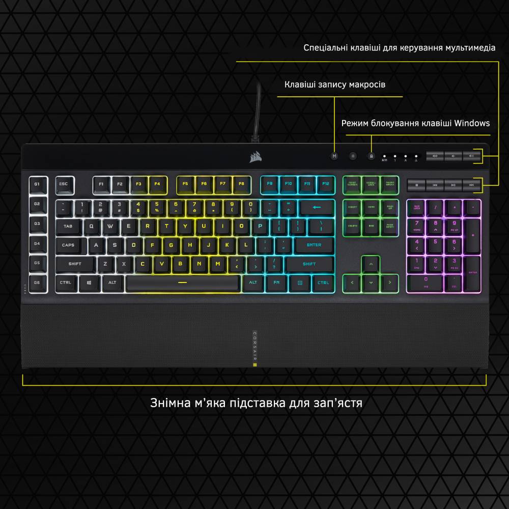 Фото 28 Клавиатура CORSAIR K55 RGB Pro Black (CH-9226765) USB