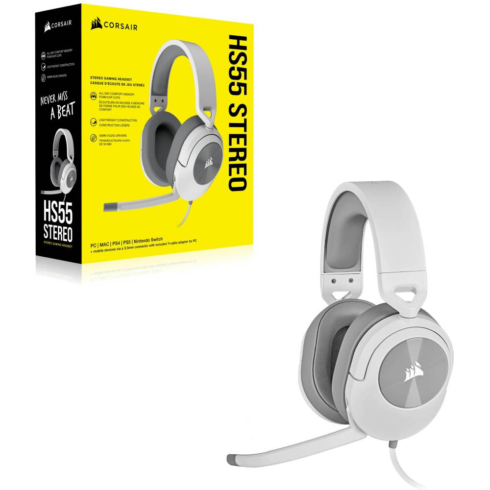 Фото Гарнітура Corsair HS55 Stereo Headset White (CA-9011261-EU)