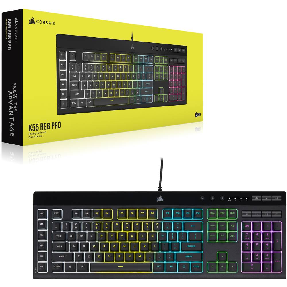 В Фокстрот Клавиатура CORSAIR K55 RGB Pro Black (CH-9226765) USB