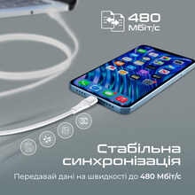 Кабель PROMATE USB - Lightning White (powerline-ai120.white)