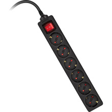 Сетевой фильтр REAL EL RS-6 Protect M 6 розеток 5м 16A 3x1.5мм2 Black (EL122300036)