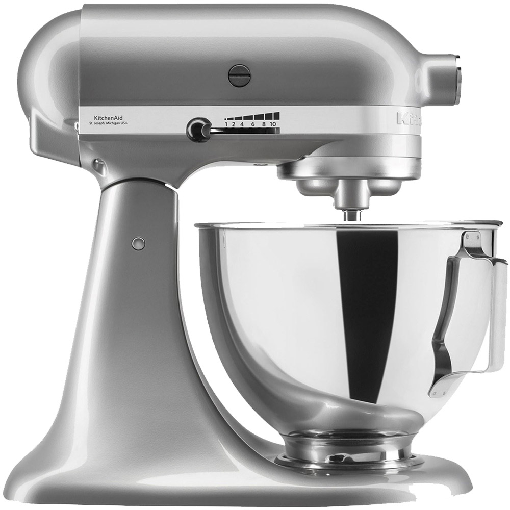 Кухонная машина KITCHENAID 4,3 л Chrome (5KSM95PSEMC) Комплектация Чаша, крюк для теста, венчик, насадка для густых смесей;