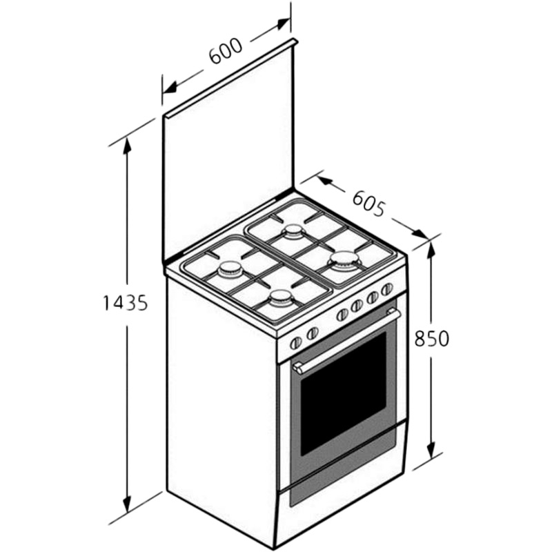 Плита комбінована VENTOLUX GE 6060 CS 6TC (X) Тип варильної поверхні газова