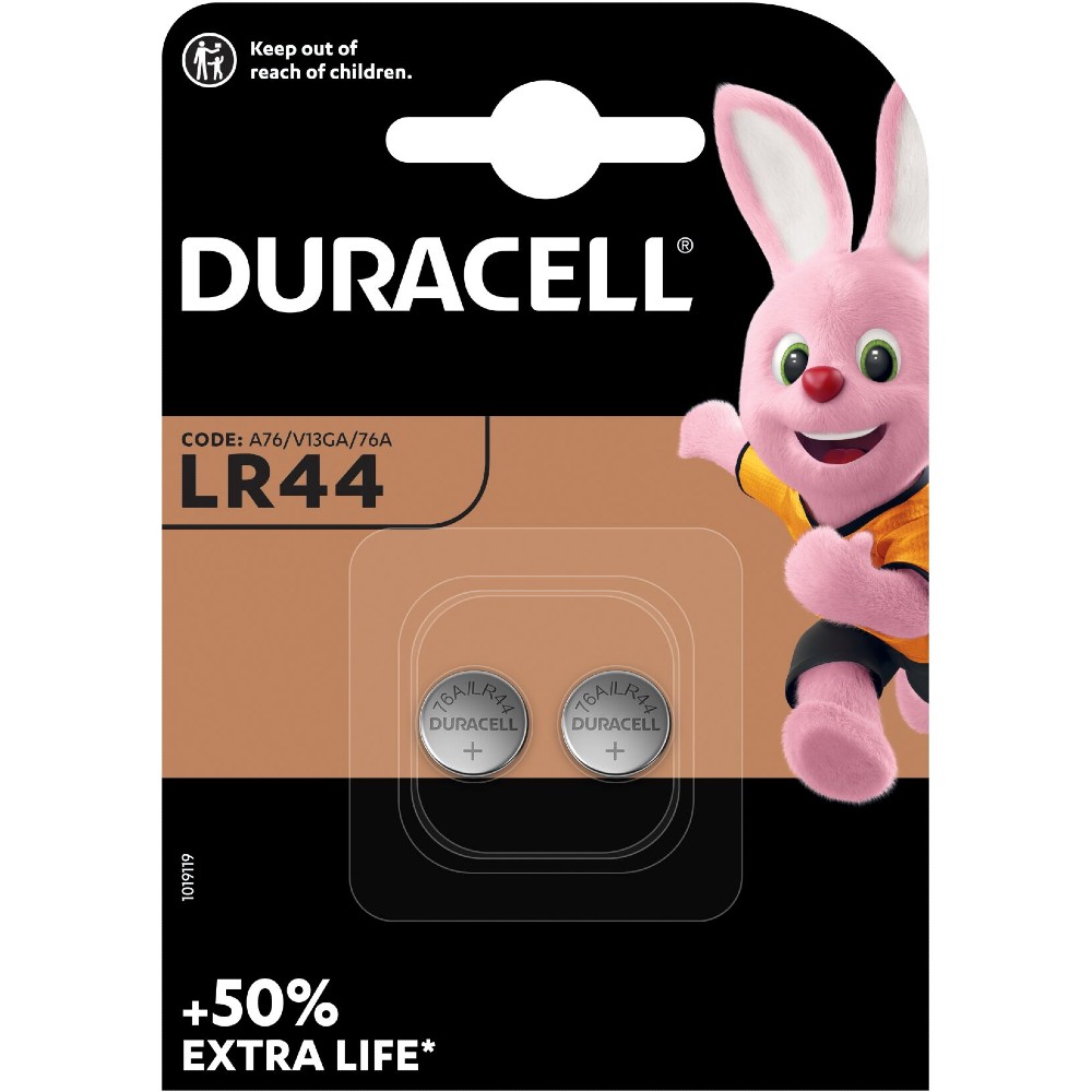 Специализированная щелочная батарейка Duracell LR44 (76A / A76 / V13GA) 2 шт (5002121) Электрохимическая система алкалиновая (L)