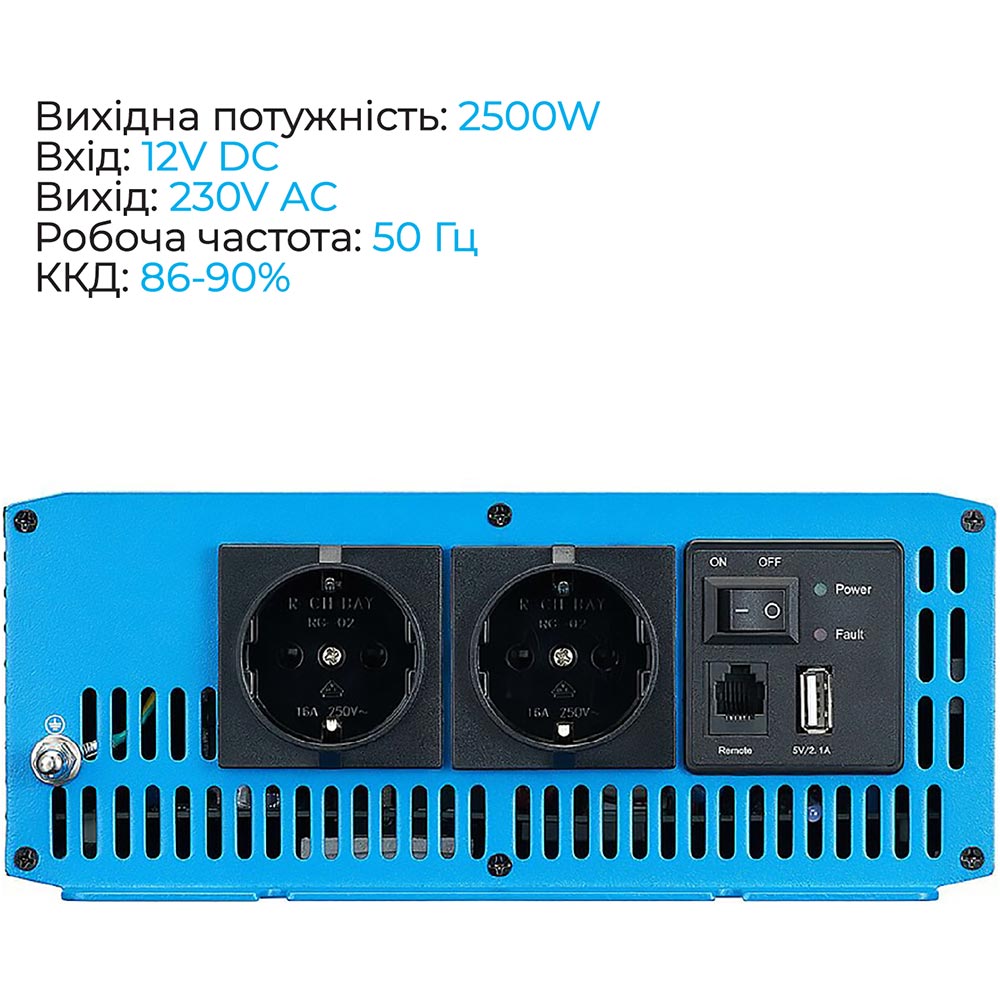 Інвертор Ective SI 25 2500W/12V Матеріал пластик