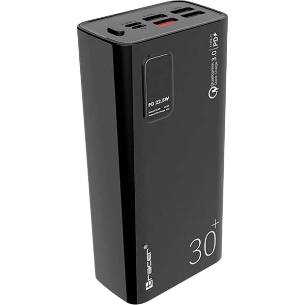 Powerbank TRACER 30000 mAh Modi QC 3.0 22.5W + PD 20W Black (TRABAT47062)