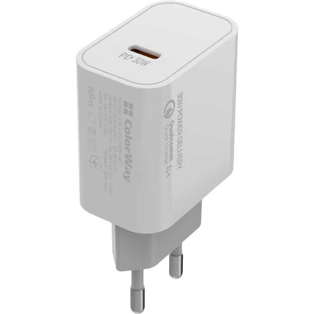 Зарядний пристрій ColorWay Power Delivery Port PPS 30W White (CW-CHS038PD-WT) Зарядний пристрій ColorWay Power Delivery Port PPS 30W White (CW-CHS038PD-WT)